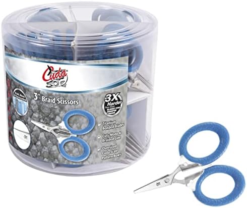 Cuda Bucket of 50 3" Braid Scissors, 23019,Blue